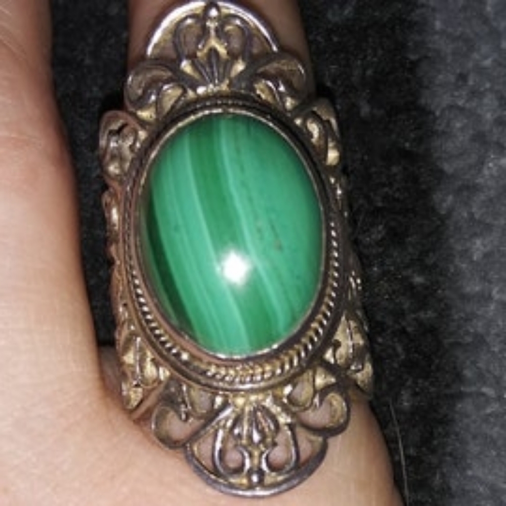 Malachite Sterling Silver Ring - image 1